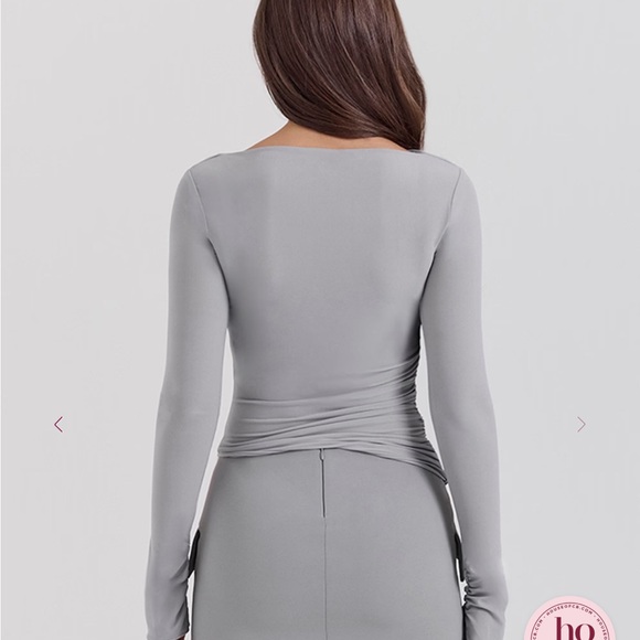 House of CB Floria French Grey Boat Neck Long Sleeve - Picture 2 of 5